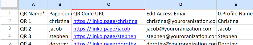 Open the Excel file and copy the QR code URLs.