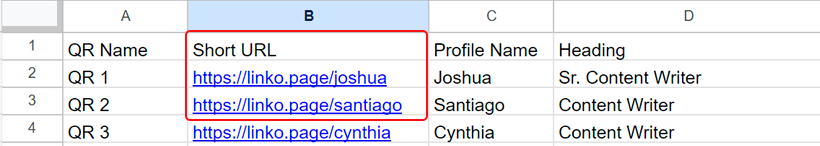 If creating NFC business cards, embed these links into the respective cards.