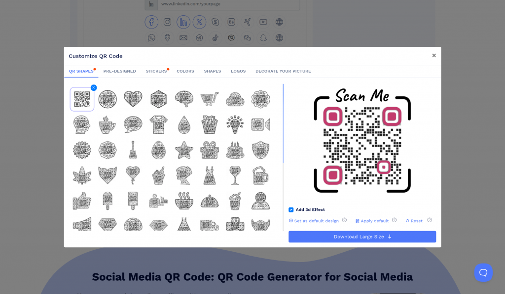 Step five to create a social media QR code is to design and customise the QR code.