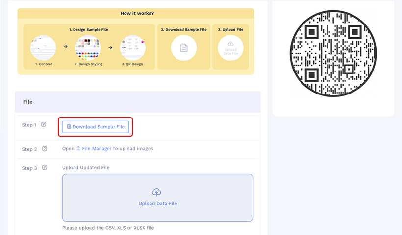 Download the sample file provided by QRCodeChimp.
