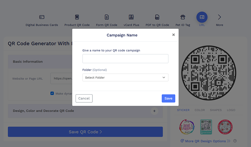 Save the QR code to complete the process.