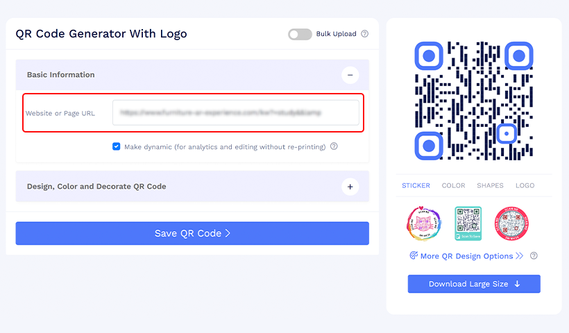 Step 3: Under ‘Basic Information,’ paste your website or page URL. 