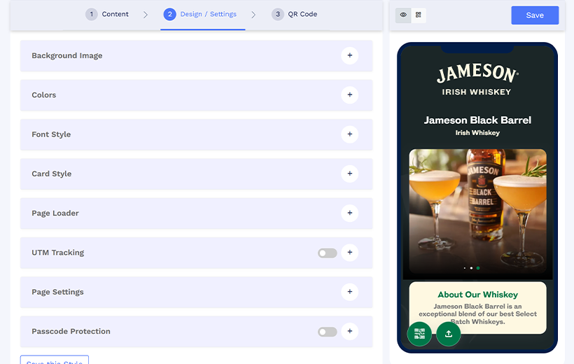 Dostosuj stronę docelową kampanii, pokazując Jameson Black Barrel