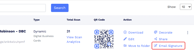 Click Email Signature button