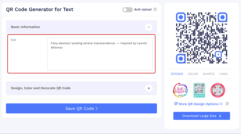Step 3: Enter your text in the ‘Text’ field. 