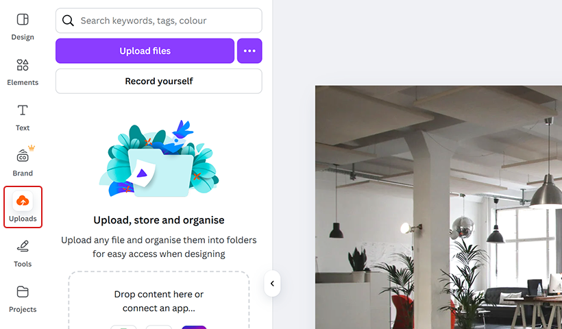 Click on ‘Uploads’ on the left-hand navigation bar. 