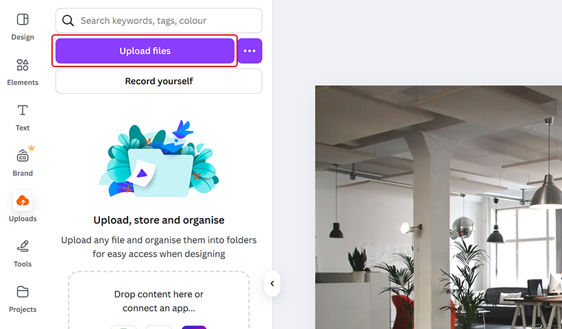 Then select ‘Upload files’ and select the QR code you downloaded. The QR image will appear below ‘Images,’ ready for uploading. 