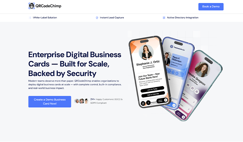 QRCodeChimp best digital business cards for enterprise with scale and security.