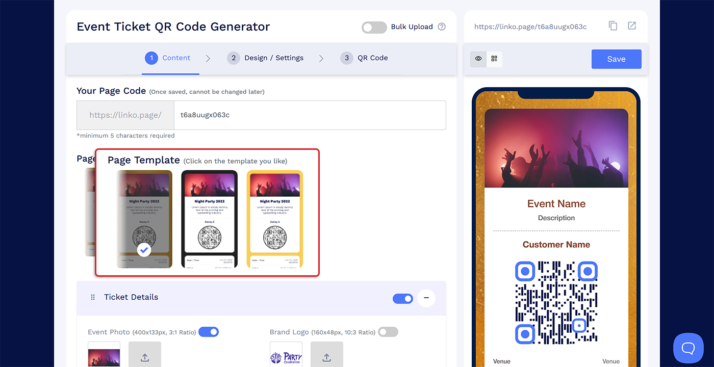 Event Ticket QR Code Generator