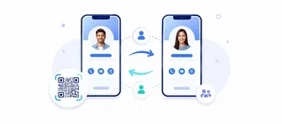 Digital visiting card contact exchange between two profiles