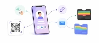Sharing a digital visiting card with QR code, link, email, NFC, and wallet