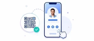 Digital visiting card with QR code and profile preview