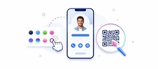 Customizing digital visiting card colors and QR code design