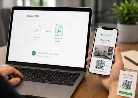 Updated PDF document shown on a phone after replacing the linked file