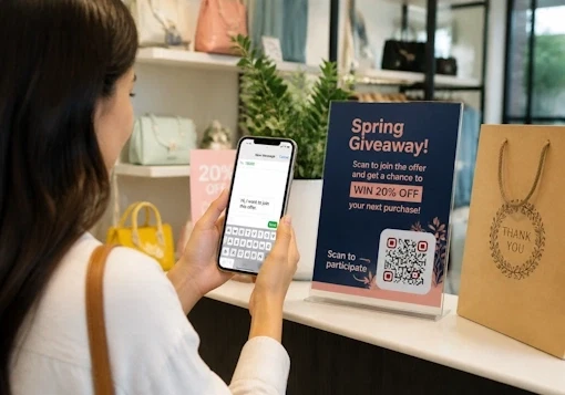 SMS QR code on local business campaign poster for participation