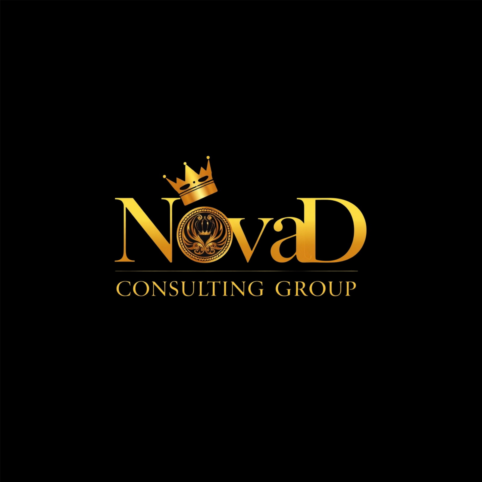 Nova D Consulting Group logo on black and gold background
