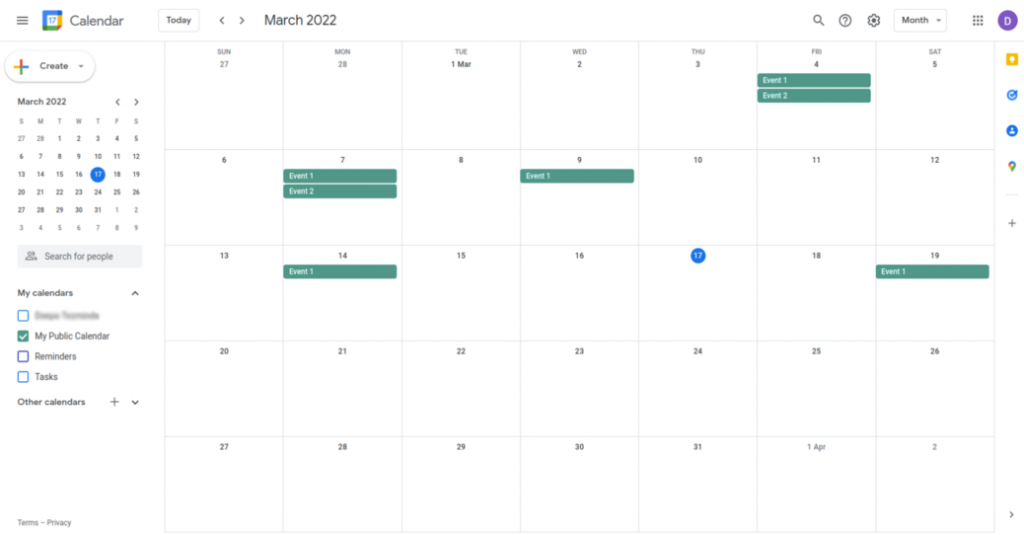 Open Google Calendar