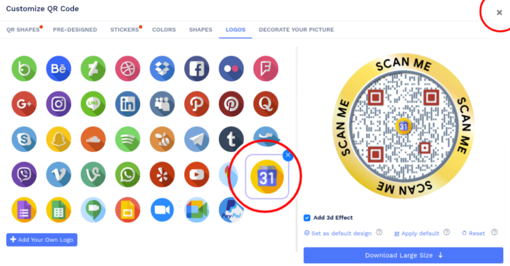 Customize Google Calendar QR code design