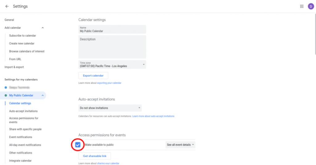 Enable public access for calendar events