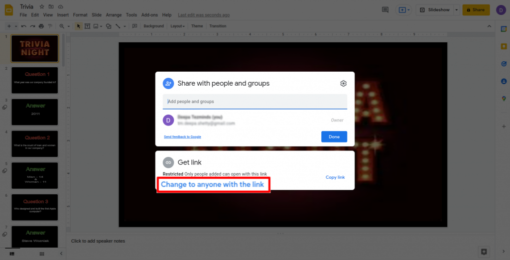 Enable public access for presentation