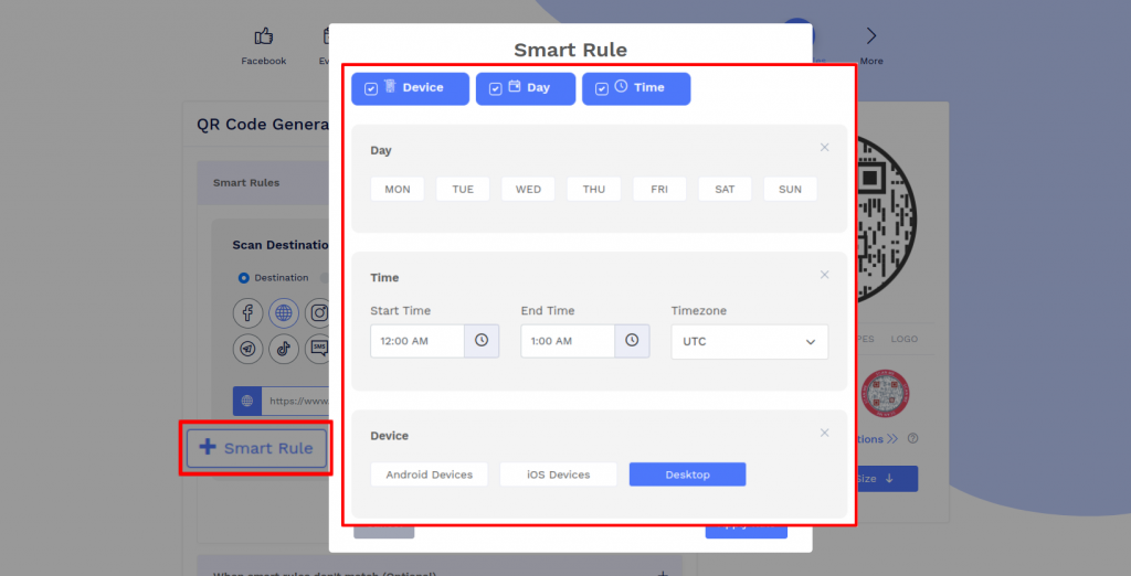 Add smart rules for device time or day