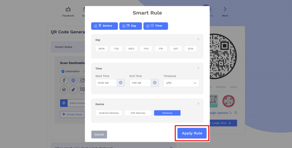 Apply smart rules to destination