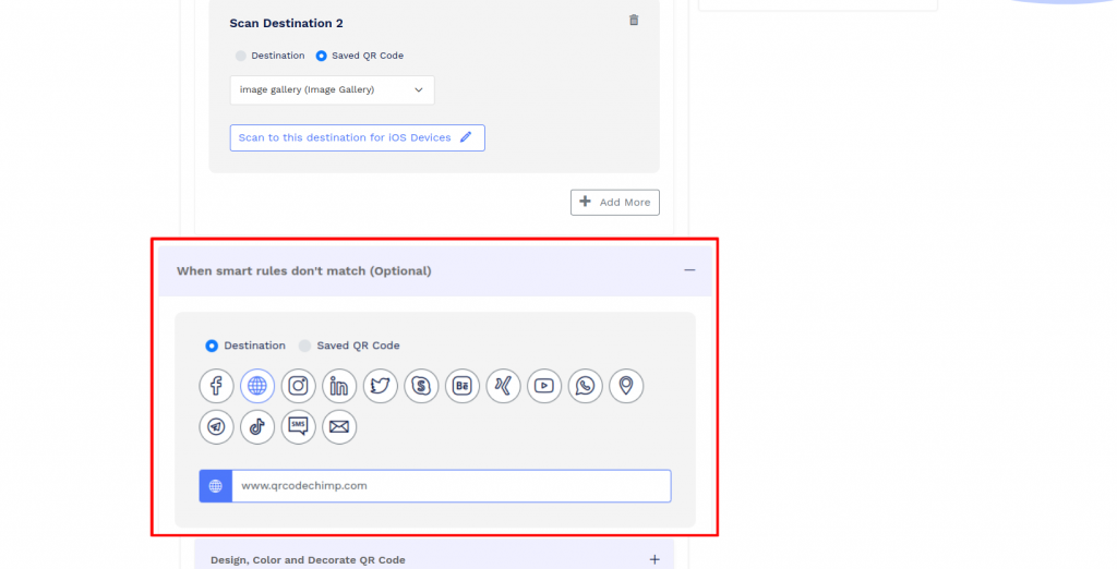 Set fallback destination when rules do not match