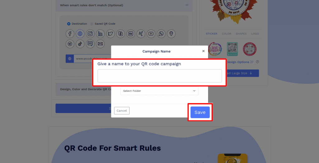 Save and download Smart QR code