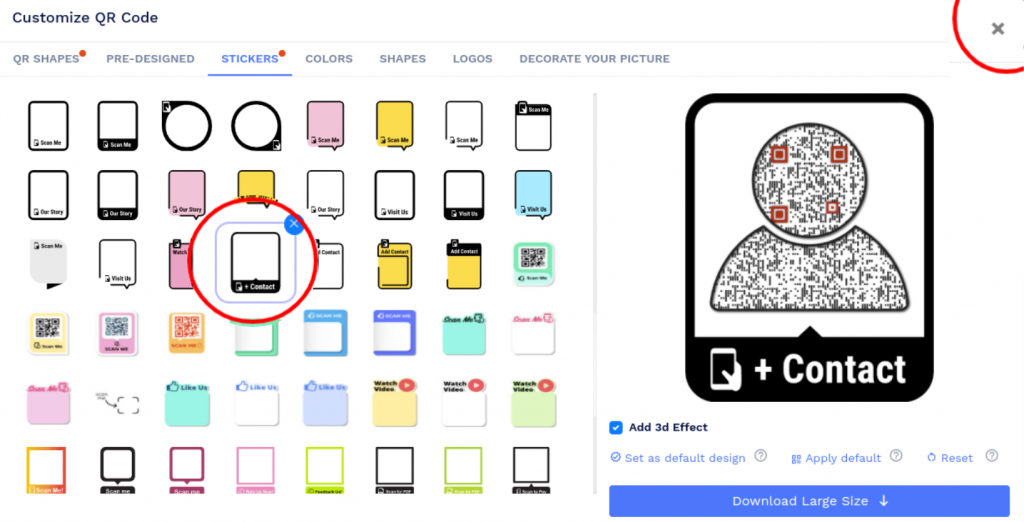 Customize the vCard QR code design