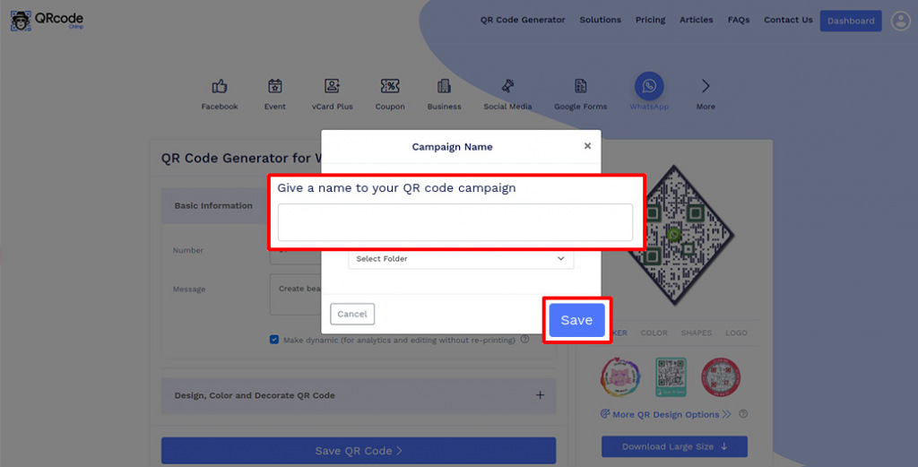 Save and download WhatsApp QR code