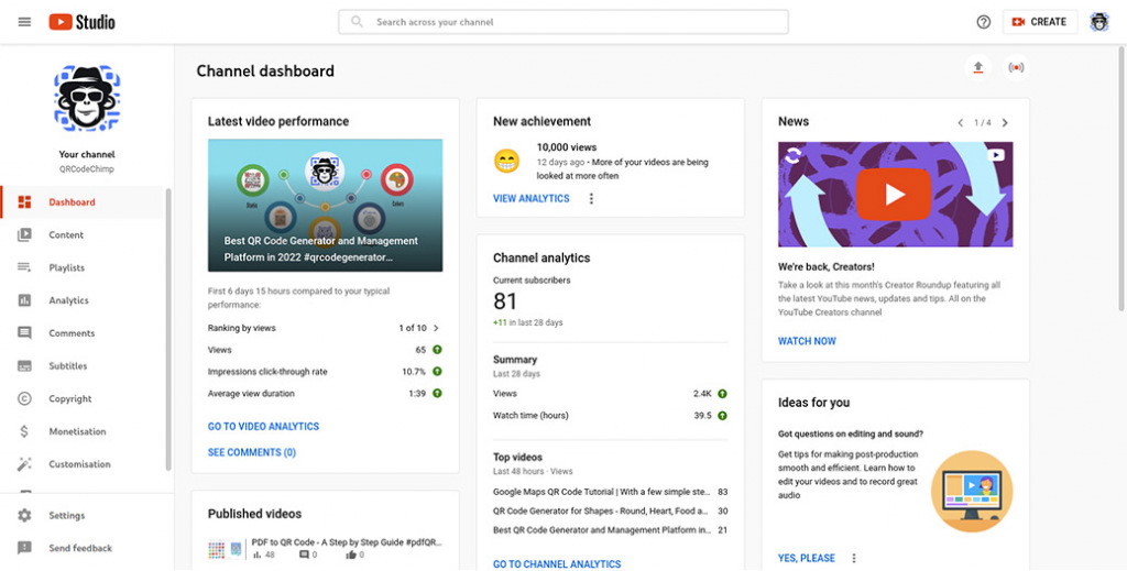 Signing in to YouTube Studio