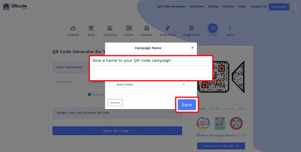 Saving and downloading YouTube QR code